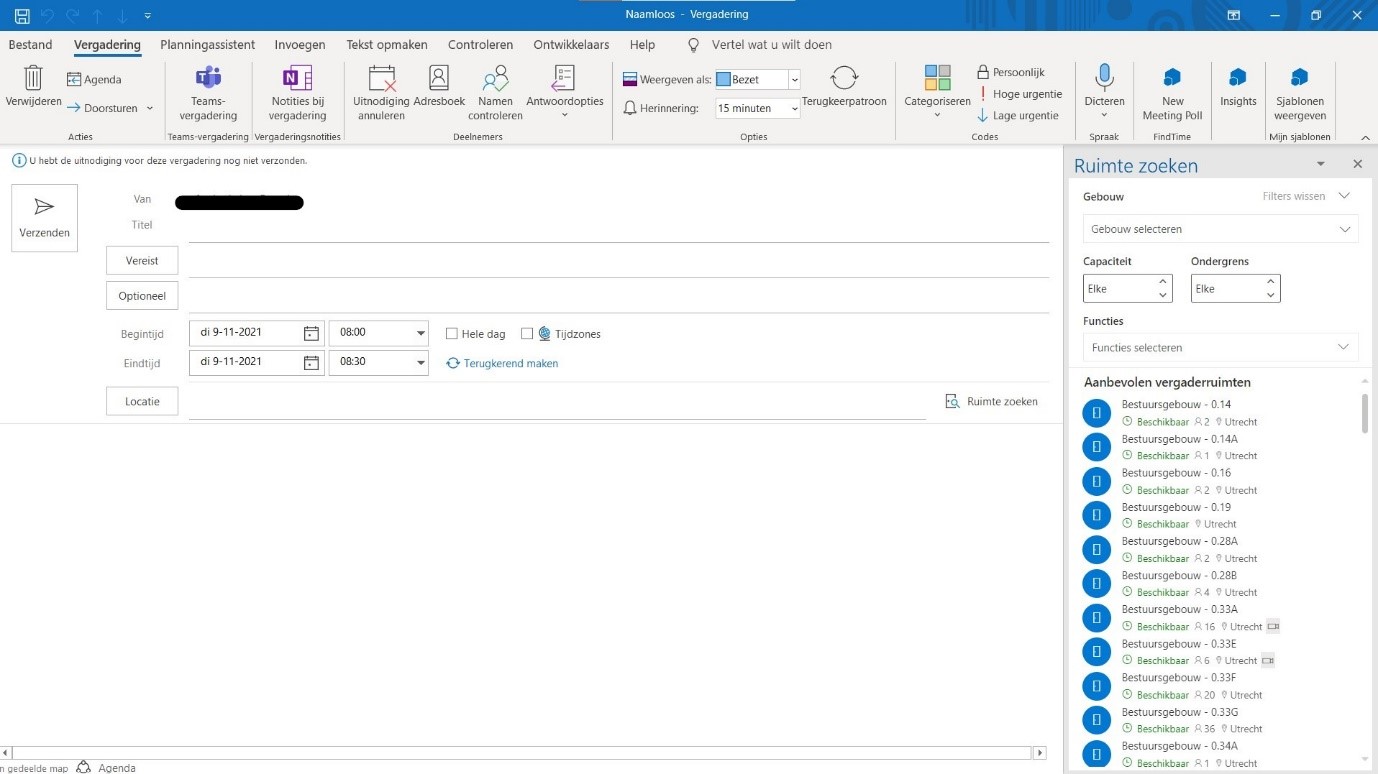 Outlook Room Finder Windows UU Handleidingen